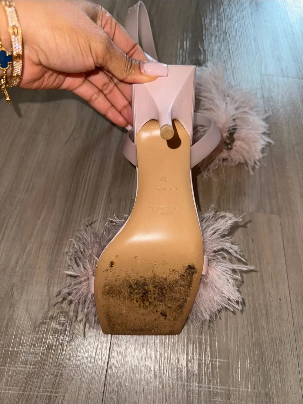 Givenchy mauve Feather Strap Square-Toe Heels